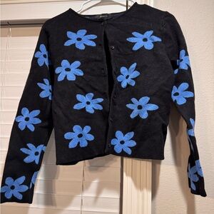 Forever 21 Black and Blue Floral Women's Cardigan